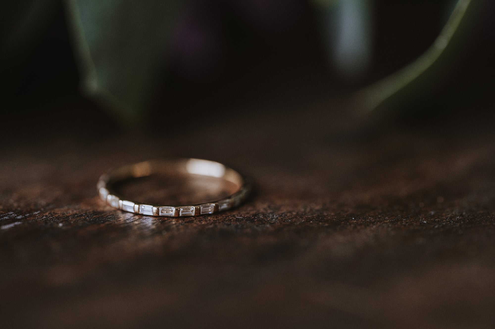 Thin Moissanite Baguette Band