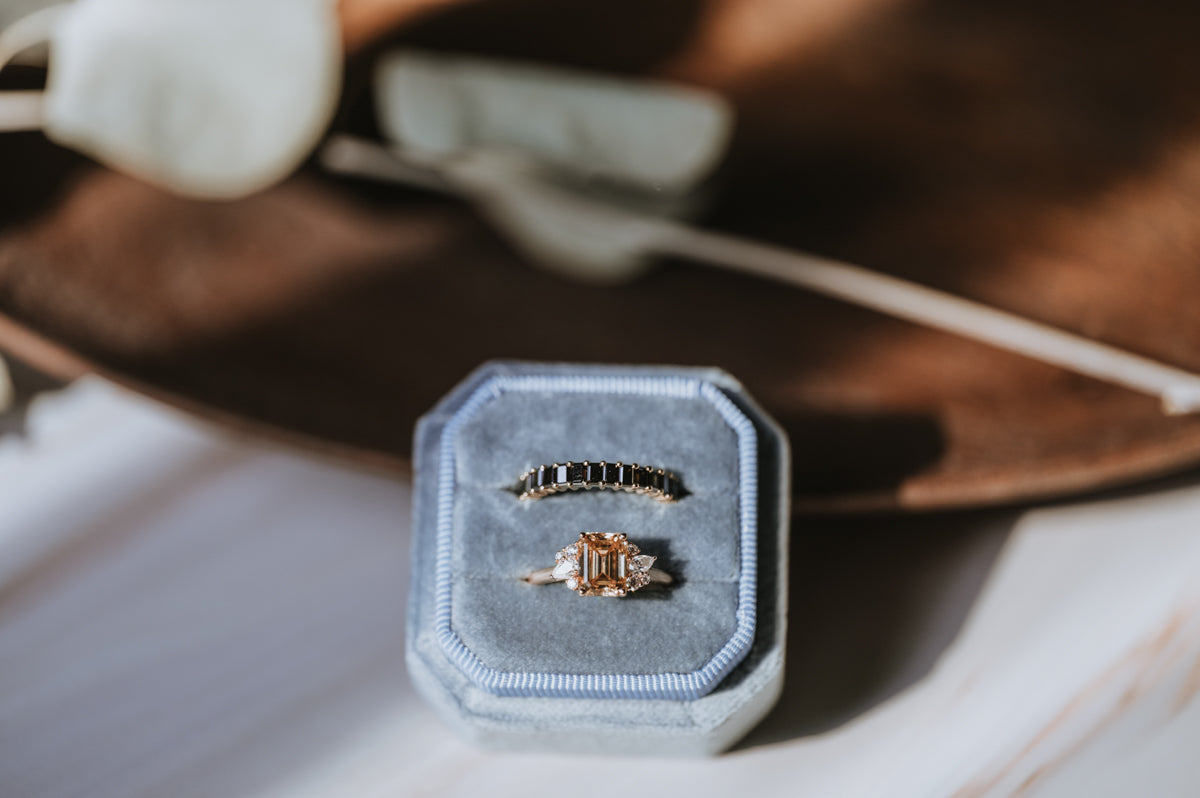 Emerald Cut Black Moissanite Band