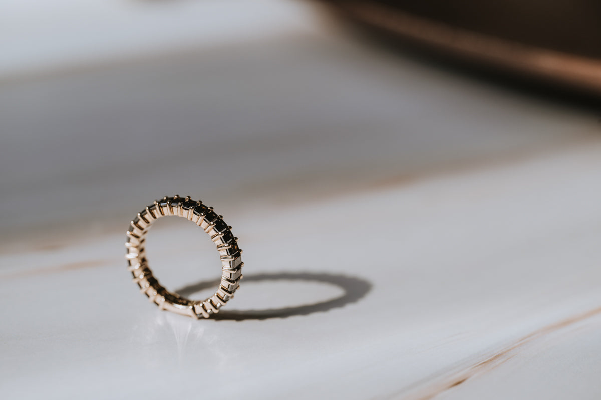 Emerald Cut Black Moissanite Band