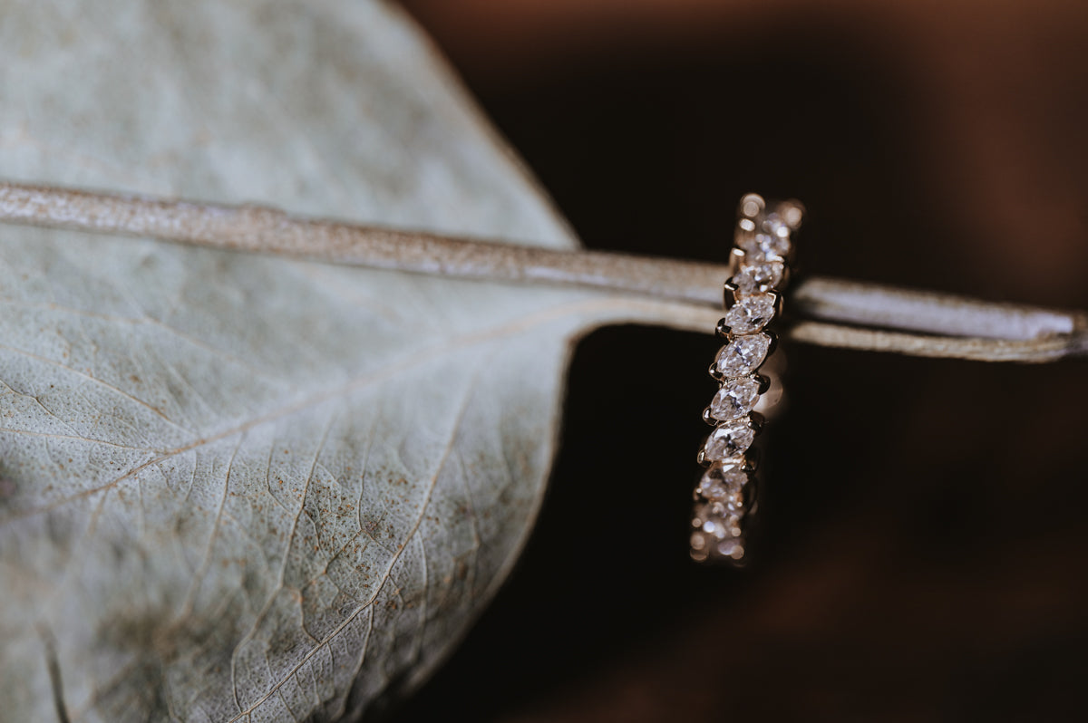 Slanted Marquise Moissanite Band
