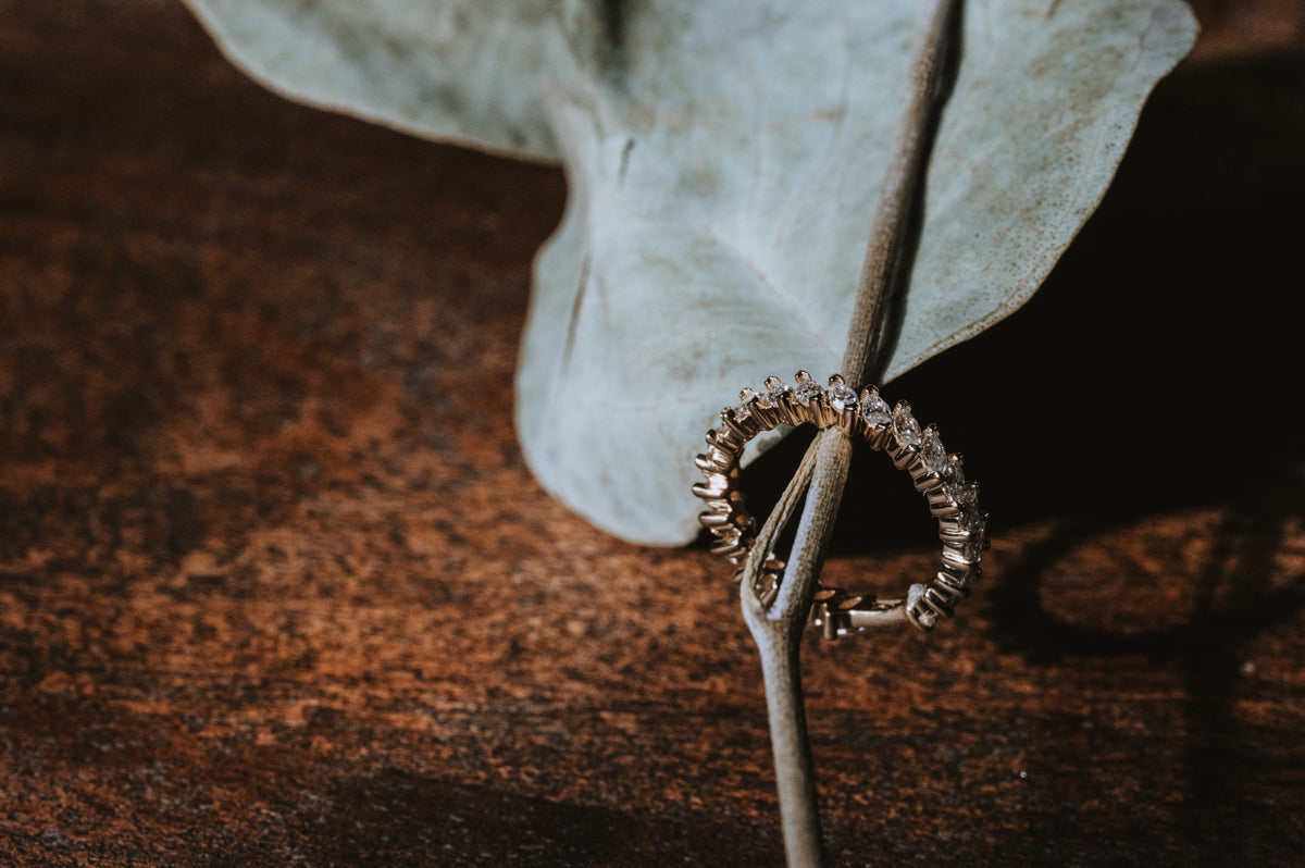 Slanted Marquise Moissanite Band