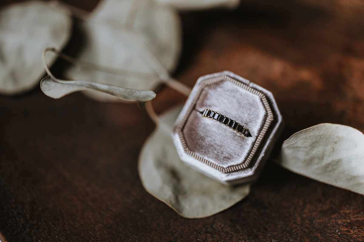 Emerald Cut Black Moissanite Band