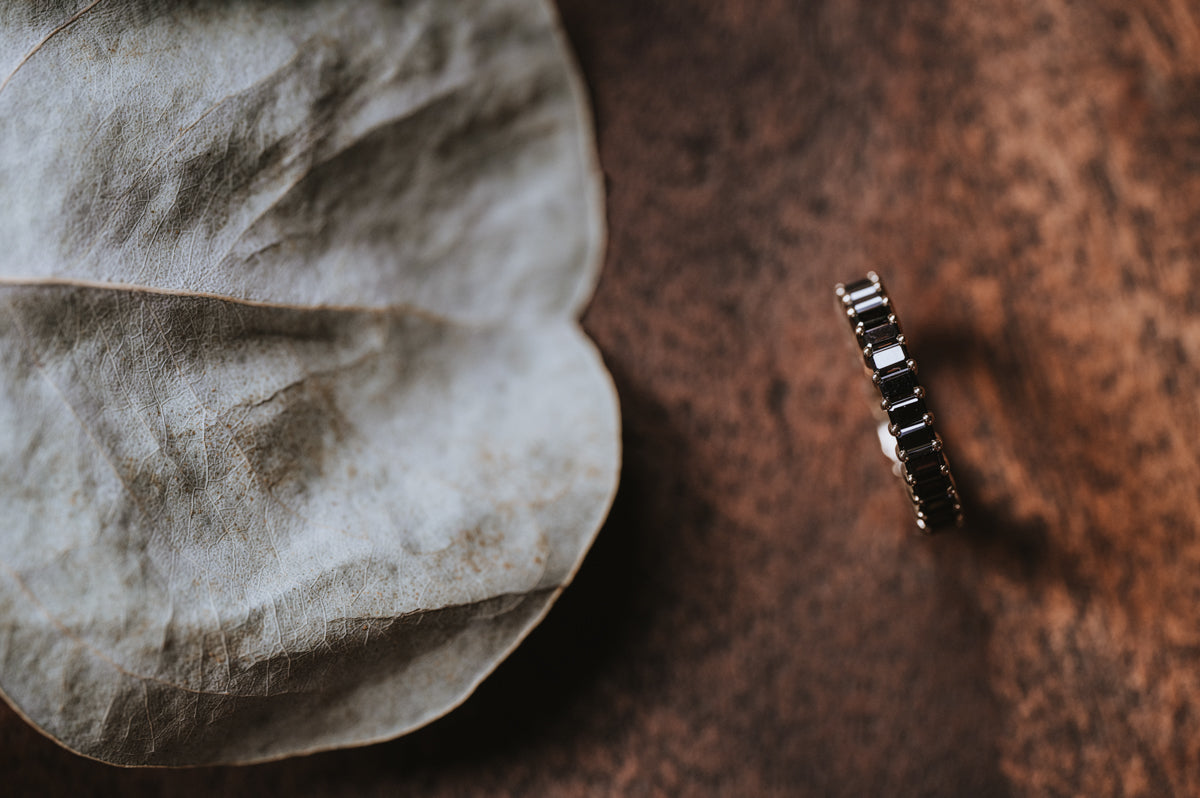 Emerald Cut Black Moissanite Band