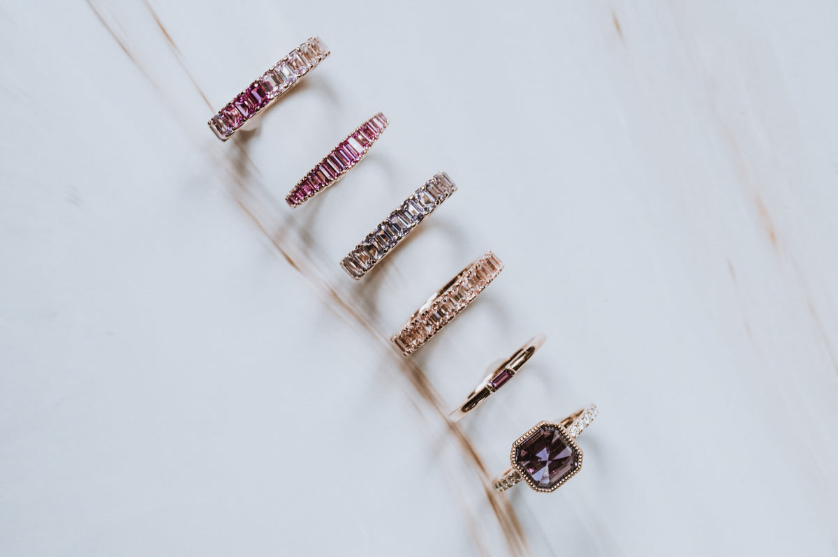 Tapered Pink Sapphire Baguette Band