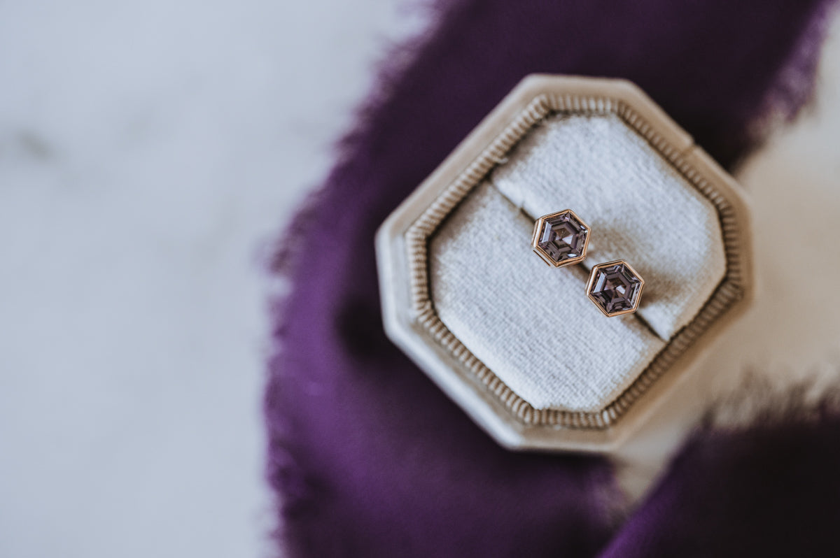 Melancholia | Bezel Set Hexagon Alexandrite Stud - Single