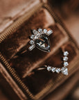The Amur | Pear Cut Half Sunburst Moissanite Ring