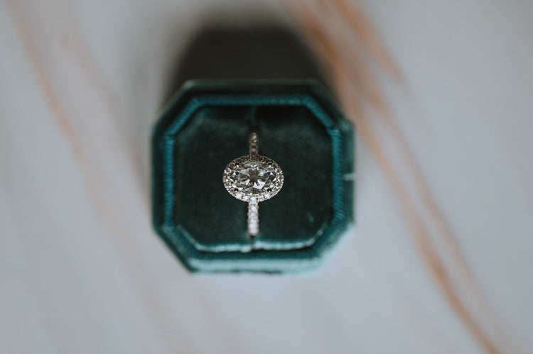 The Leila | Oval Halo Moissanite Ring